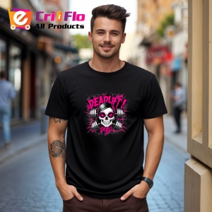 Tricou Deadlift Skull Roz Negru, Copii | Dama | Barbat, culoare negru - Img 5