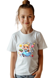 Tricou din bumbac 100% pentru copii, Alice, Back To School, scoala, educatie, fantezie, personaje