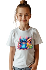 Tricou din bumbac 100% pentru copii, Stitch, Lilo, Back To School, educatie, joaca, creioane