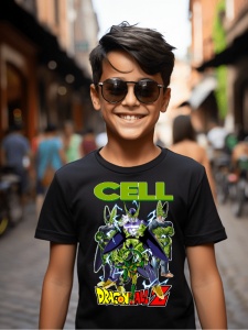 Tricou din bumbac, personalizat haios pentru copii cu Cell Dragon Ball Z - cadou - Img 2
