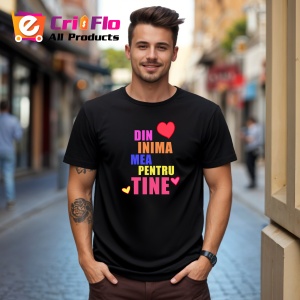 Tricou Din Inima Mea Pentru Tine Mesaj Universal, din bumbac 100%, tricou negru, Dama | Barbat