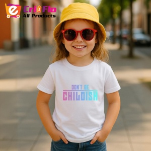 Tricou Dont Be Childish Text Colorat Pastel, din bumbac 100% , tricou alb pentru Copii | Dama | Barbat - Img 5