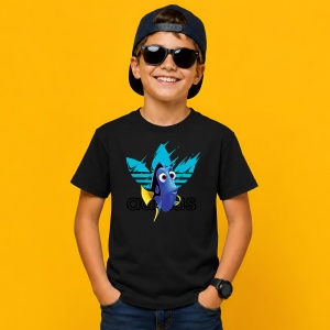 Tricou Dory Nemo Logo Paint Splash Albastru Urban Fish Design, din bumbac 100%, tricou negru, Copii | Dama | Barbat - Img 3