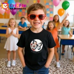 Tricou Dreamer fluture cu rozete si luna design visator Copii | Dama | Barbat, negru - Img 9