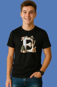 Tricou E Litere Craciun Cu Ren, Brad, Luminite Si Cadouri, din bumbac 100% Copii | Dama | Barbat - Img 2