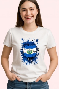 Tricou El Salvador Steag Splash Art, Copii | Dama | Barbat - Img 4