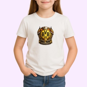 Tricou Emblema Borussia Dortmund Bvb Fotbal Germania, din bumbac 100% , tricou alb pentru Copii | Dama | Barbat - Img 2
