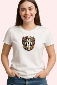 Tricou Emblema Juventus Torino Fotbal Club Italia, din bumbac 100% , tricou alb pentru Copii | Dama | Barbat
