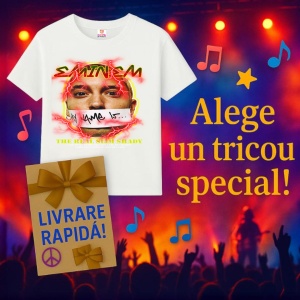 Tricou Eminem cu flacari si semnatura, muzica Pop Rock, Dama | Barbat | Copii - Img 6