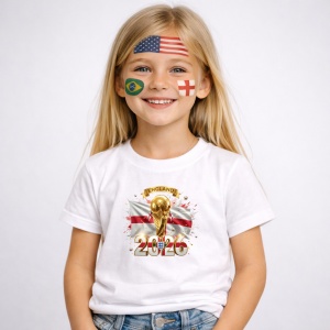 Tricou England World Cup 2026 Fifa V2, din bumbac 100%, tricou alb, Copii | Dama | Barbat