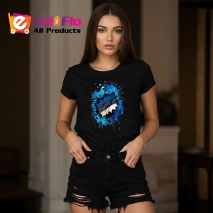 Tricou Estonia Steag Splash Art, Copii | Dama | Barbat, culoare negru - Img 10