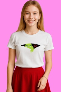 Tricou Ew People Grinch Face, din bumbac 100%, tricou alb, Copii | Dama | Barbat