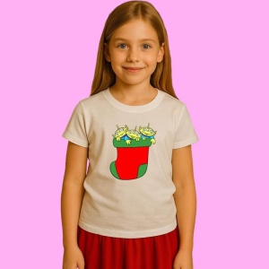 Tricou Extraterestri In Ciorap Craciun, din bumbac 100%, tricou alb, Copii | Dama | Barbat - Img 2