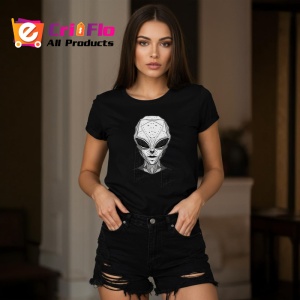Tricou Extraterestru Alb Negru Ilustratie, Copii | Dama | Barbat, culoare negru - Img 11