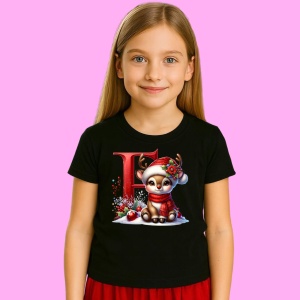 Tricou F Litera Craciun Cu Ren Si Fulgi, din bumbac 100% Copii | Dama | Barbat