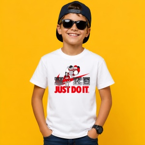 Tricou Fata Anime Street Fashion Rosu Negru Sneaker Head Balloons Design Urban, din bumbac 100% Copii | Dama | Barbat