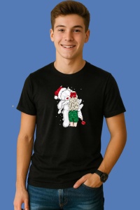 Tricou Fata Cu Ursulet Mos Craciun, din bumbac 100% Copii | Dama | Barbat - Img 2