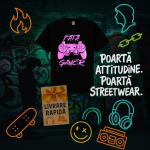 Tricou Fata gamer Negru, Copii | Dama | Barbat - Img 3