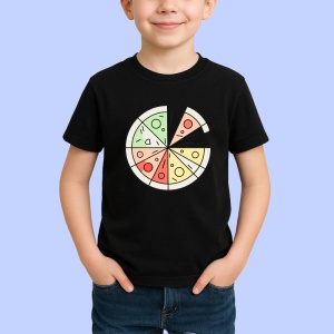 Tricou Felie Pizza Minimal Ilustratie, Copii | Dama | Barbat, culoare negru - Img 2