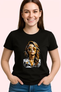 Tricou Femeie Portocalie Ochelari Poligon, Copii | Dama | Barbat, culoare negru - Img 4