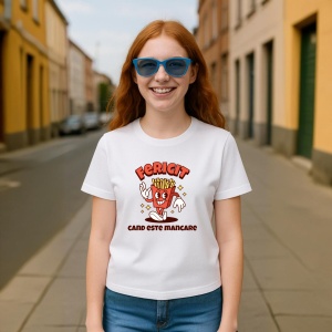 Tricou Fericit cand este mancare - Copii | Dama | Barbat - Img 3
