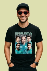 Tricou Fernando Alonso Colaj Cu Fete Multiple Echipa Aston Martin Formula 1, Copii | Dama | Barbat - Img 3