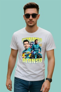 Tricou Fernando Alonso Poster Colaj Echipa Aston Martin Formula 1, Copii | Dama | Barbat - Img 2