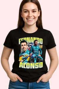 Tricou Fernando Alonso Poster Colaj Echipa Aston Martin Formula 1, Copii | Dama | Barbat - Img 3
