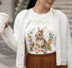 Tricou festiv dama personalizat - Paste fericit ! - din bumbac, personalizat - Cadou - Img 4