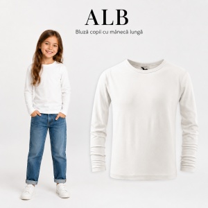 Tricou Fete Mânecă Lungă din Bumbac 100% bluza simpla copii - Img 16