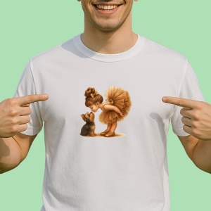 Tricou Fetita si Catel - Copii | Dama | Barbat