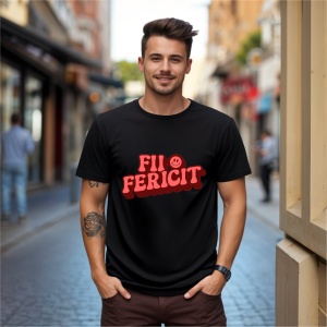 Tricou Fii fericit Negru, Copii | Dama | Barbat - Img 7