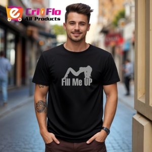 Tricou Fill Me Up Silueta Fata Amuzant, din bumbac 100%, tricou negru Dama | Barbat - Img 6