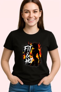 Tricou Fit And Hot Contur Femeie Rosu, Copii | Dama | Barbat, culoare negru - Img 4