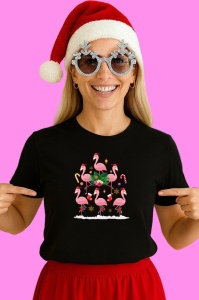 Tricou Flamingo Christmas Party, din bumbac 100% Copii | Dama | Barbat