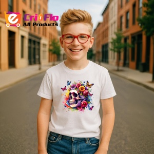 Tricou floral skull pastel pop, craniu pastel cu explozie florala, Copii | Dama | Barbat - Img 8
