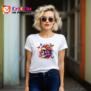 Tricou floral skull pastel pop, craniu pastel cu explozie florala, Copii | Dama | Barbat - Img 11