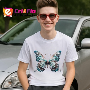Tricou Fluture albastru cu accente argintii design regal Copii | Dama | Barbat Barbat - Img 6