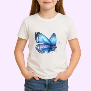 Tricou Fluture albastru cu aripi deschise si buline elegante Copii | Dama | Barbat Barbat
