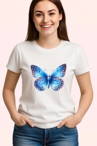 Tricou Fluture albastru pastelat cu buline simetrice Copii | Dama | Barbat Barbat - Img 3