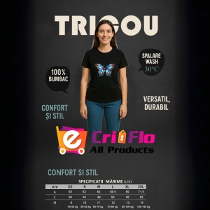 Tricou Fluture albastru si portocaliu in stil exotic Copii | Dama | Barbat, negru - Img 12