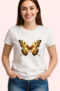 Tricou Fluture auriu cu puncte negre stil regal elegant Copii | Dama | Barbat Barbat - Img 3
