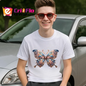 Tricou Fluture bej cu albastru model regal in degrade Copii | Dama | Barbat Barbat - Img 6