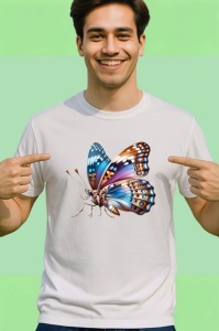 Tricou Fluture colorat cu accente portocalii si albastre realist Copii | Dama | Barbat Barbat - Img 2