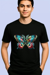 Tricou Fluture exotic multicolor cu margini inchise Copii | Dama | Barbat Barbat - Img 5