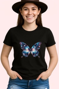 Tricou Fluture galaxie cu efect cosmic in nuante de albastru Copii | Dama | Barbat Barbat - Img 6