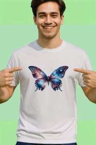 Tricou Fluture galaxie in tonuri cosmice violet si albastru Copii | Dama | Barbat Barbat - Img 2