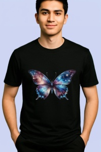 Tricou Fluture galaxie in tonuri cosmice violet si albastru Copii | Dama | Barbat Barbat - Img 5