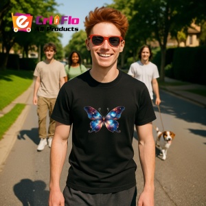 Tricou Fluture galaxie roz albastru cu efect stelar Copii | Dama | Barbat Barbat - Img 16