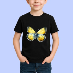 Tricou Fluture galben cu margini albe si detalii fine Copii | Dama | Barbat Barbat - Img 5